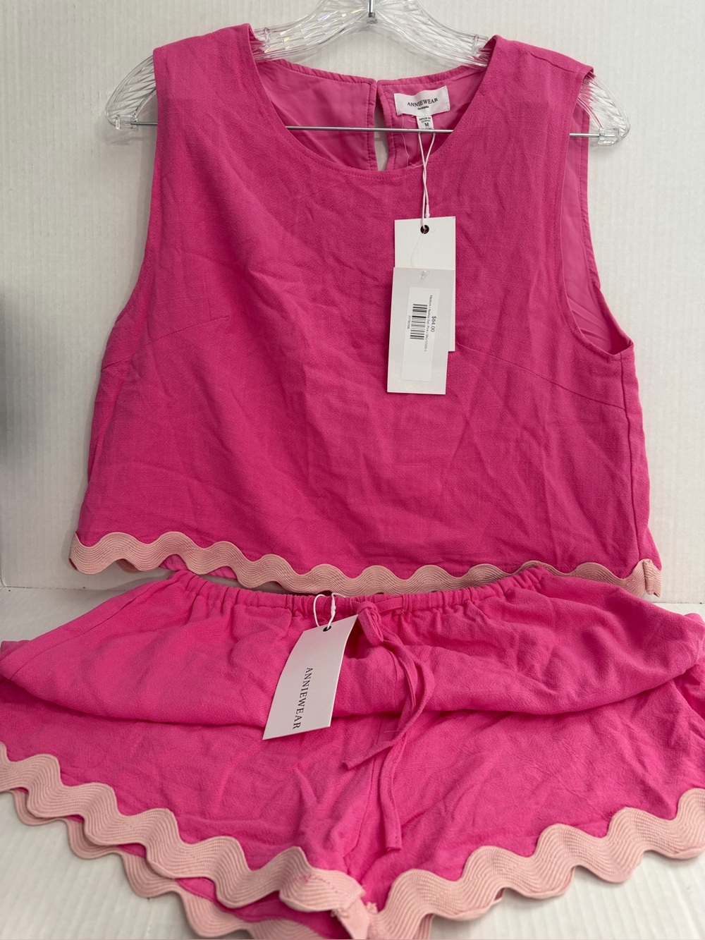 Anniewear Audrey Pink Scalloped Two-Piece Shorts Set